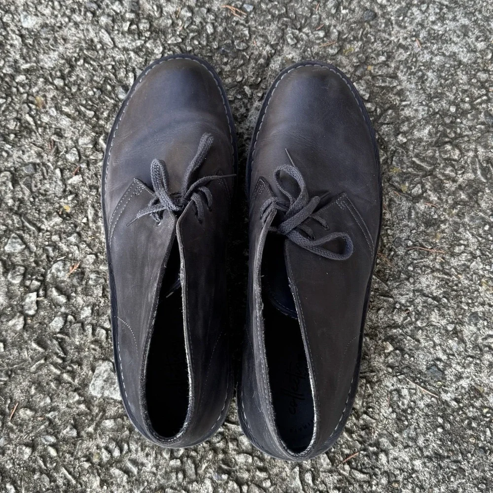 Clarks Mens Bushacre Chukka Boot Size 13 Gray Leather Lace Up Casual